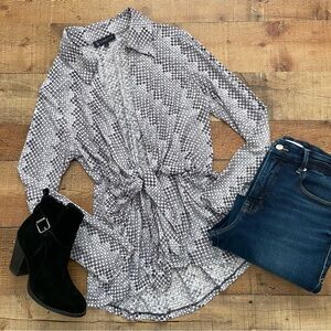 Patterned Open Cardigan Tunic, Ties in the Front Date Night